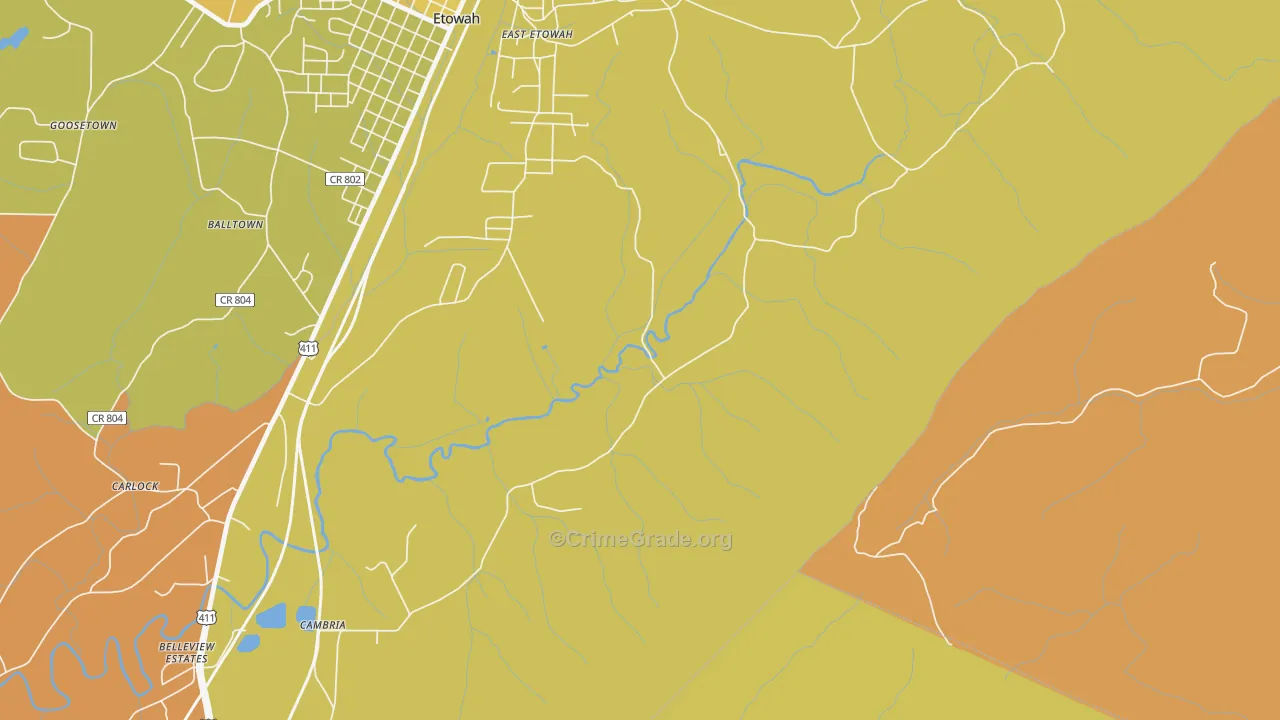 East Etowah, TN Map of Assault Rates