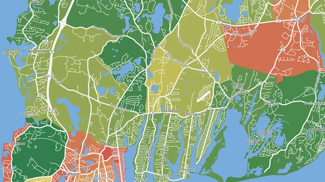 East Falmouth, MA Map of Assault Rates