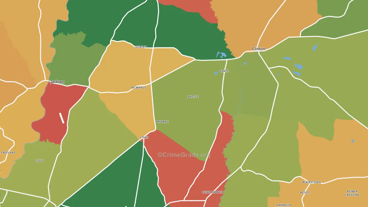 East Feliciana Parish, LA Map of Assault Rates