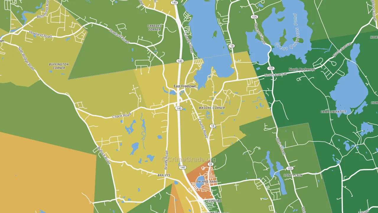 East Freetown, MA Map of Assault Rates
