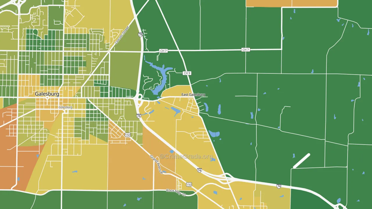 East Galesburg, IL Map of Assault Rates