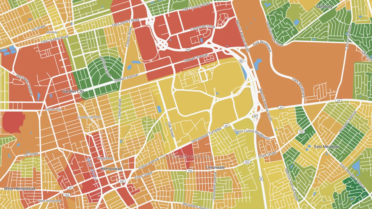 East Garden City, NY Map of Assault Rates