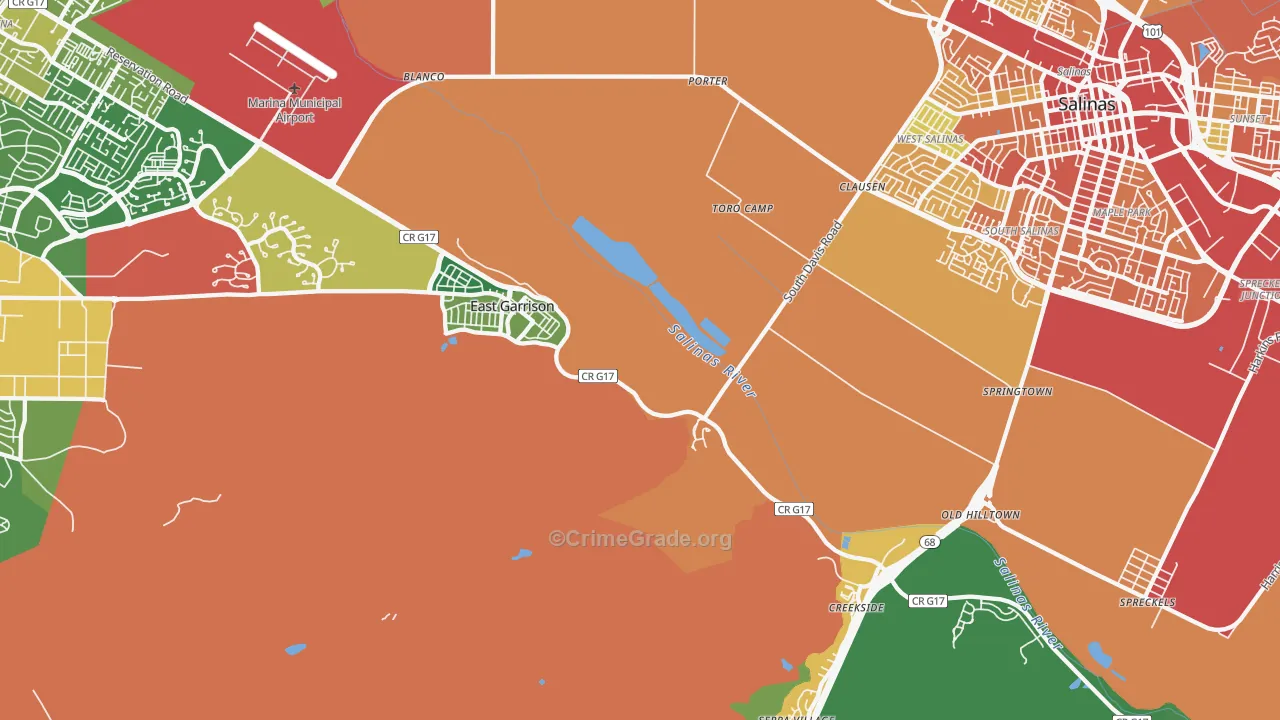 East Garrison, CA Map of Assault Rates