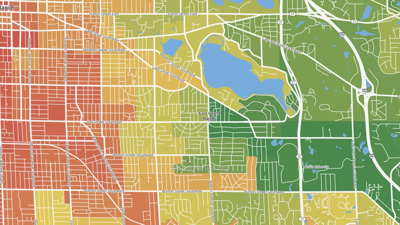 East Grand Rapids, MI Map of Assault Rates