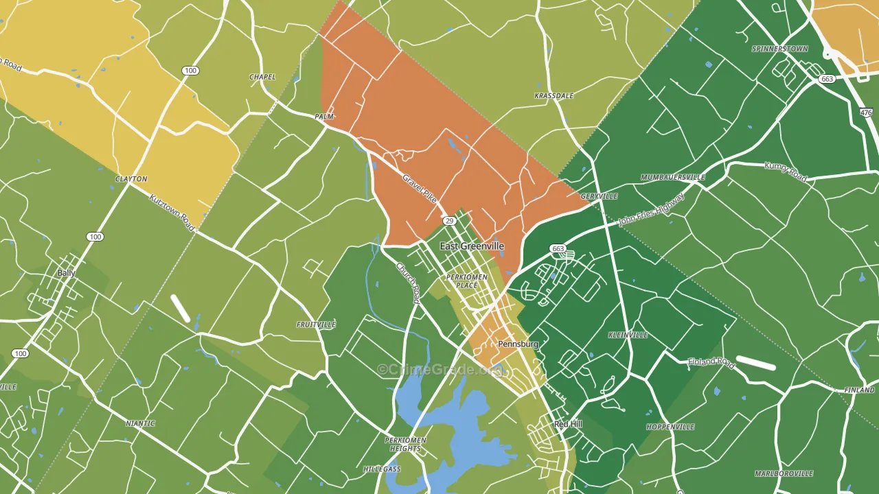 East Greenville, PA Map of Assault Rates