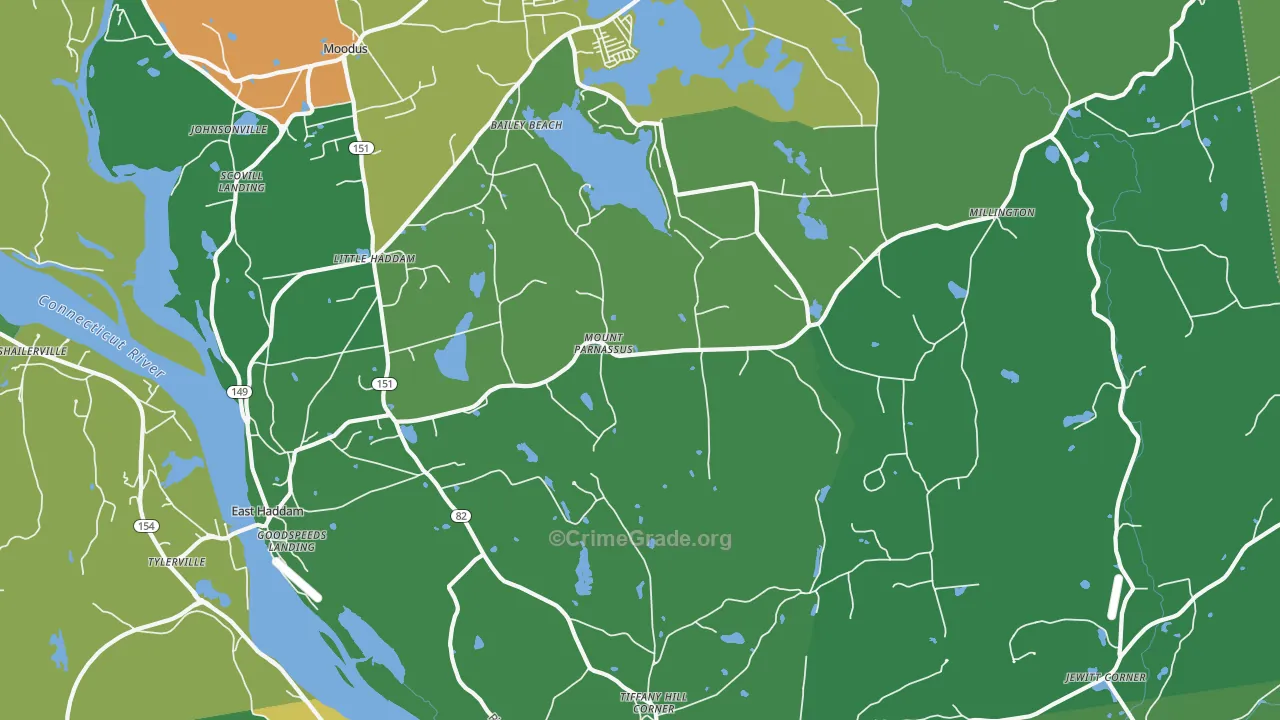 East Haddam, CT Map of Assault Rates