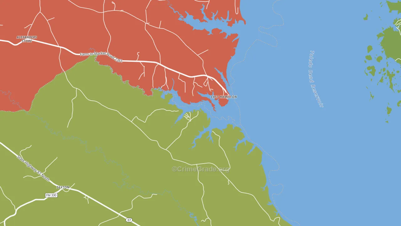 East Hamilton, TX Map of Assault Rates