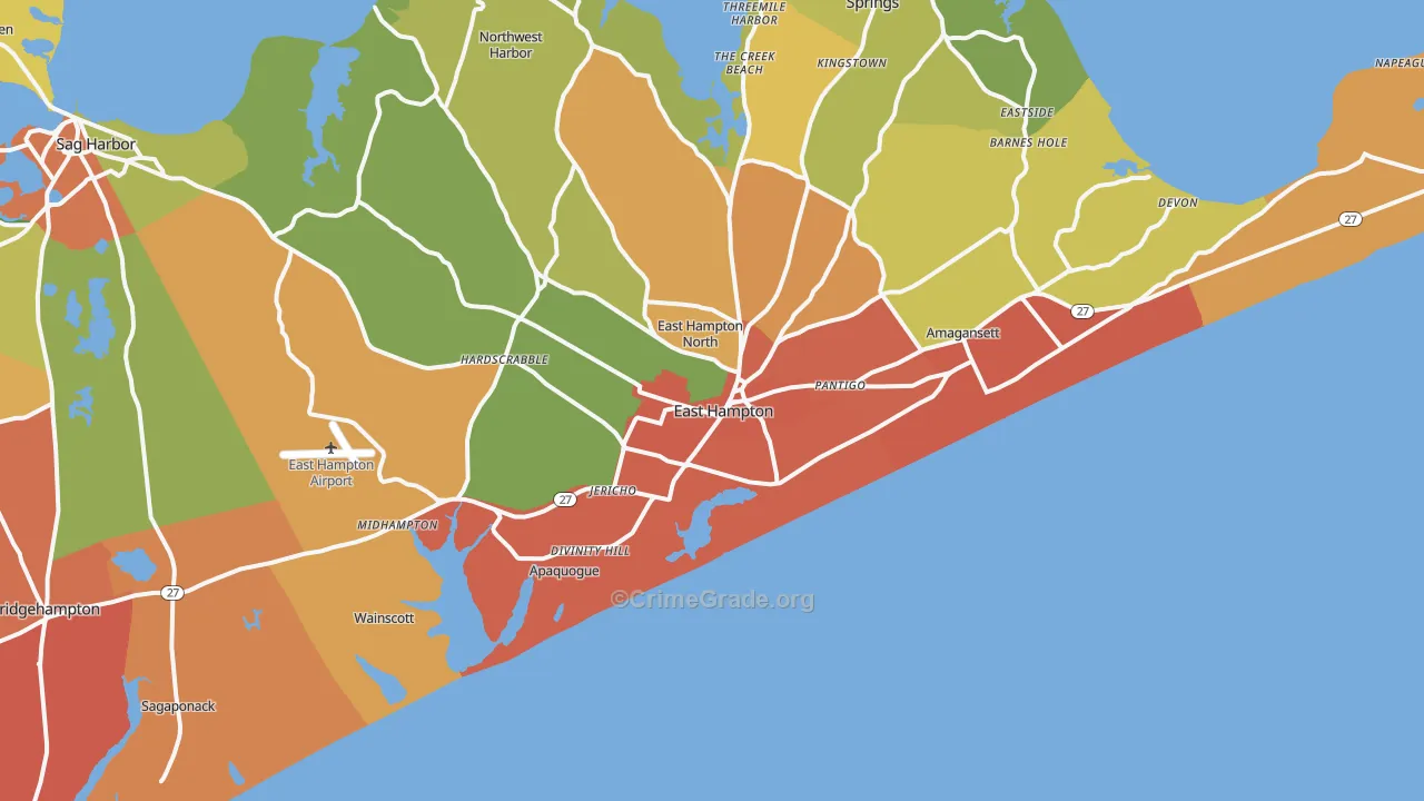 East Hampton, NY Map of Assault Rates