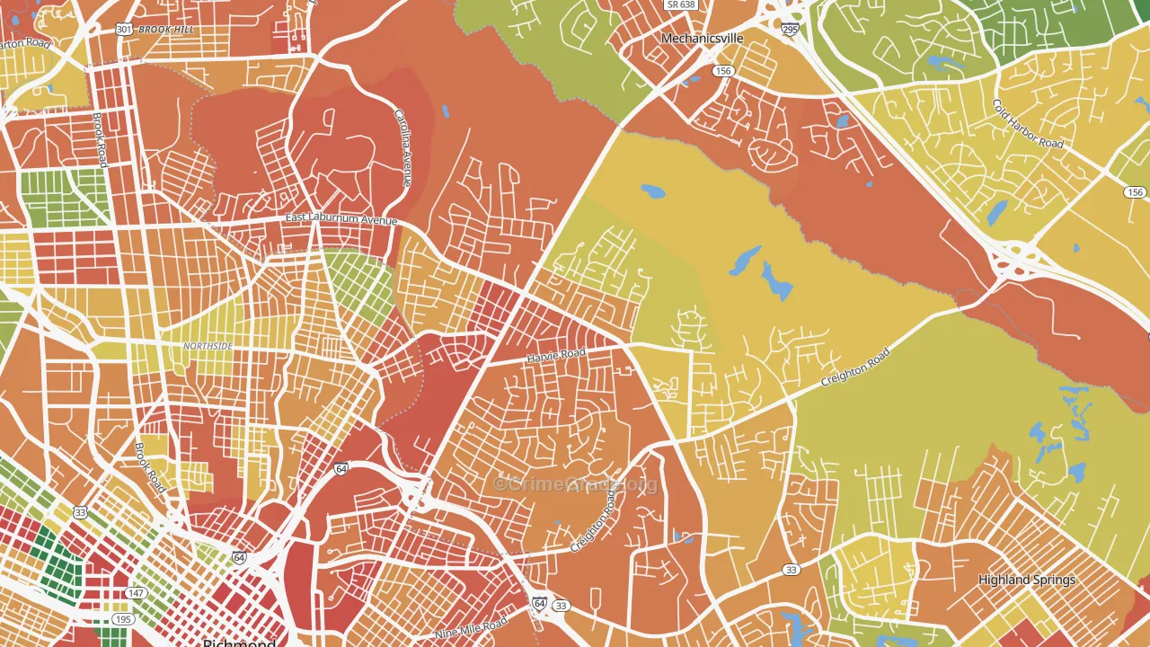 East Highland Park, VA Map of Assault Rates