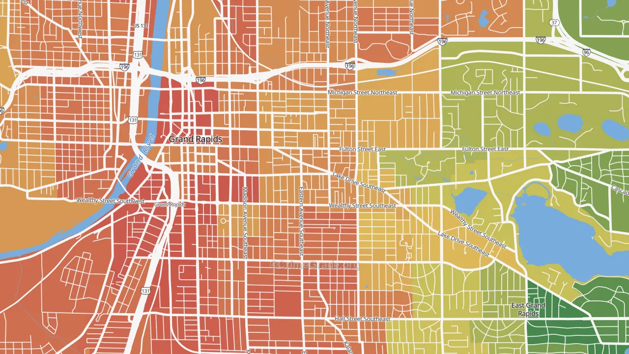 East Hills, Grand Rapids, MI Map of Assault Rates