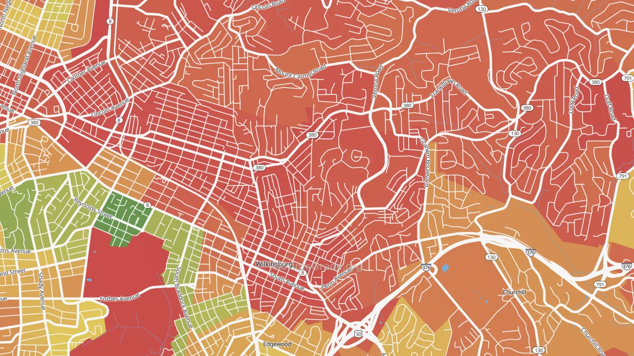 East Hills, Pittsburgh, PA Map of Assault Rates