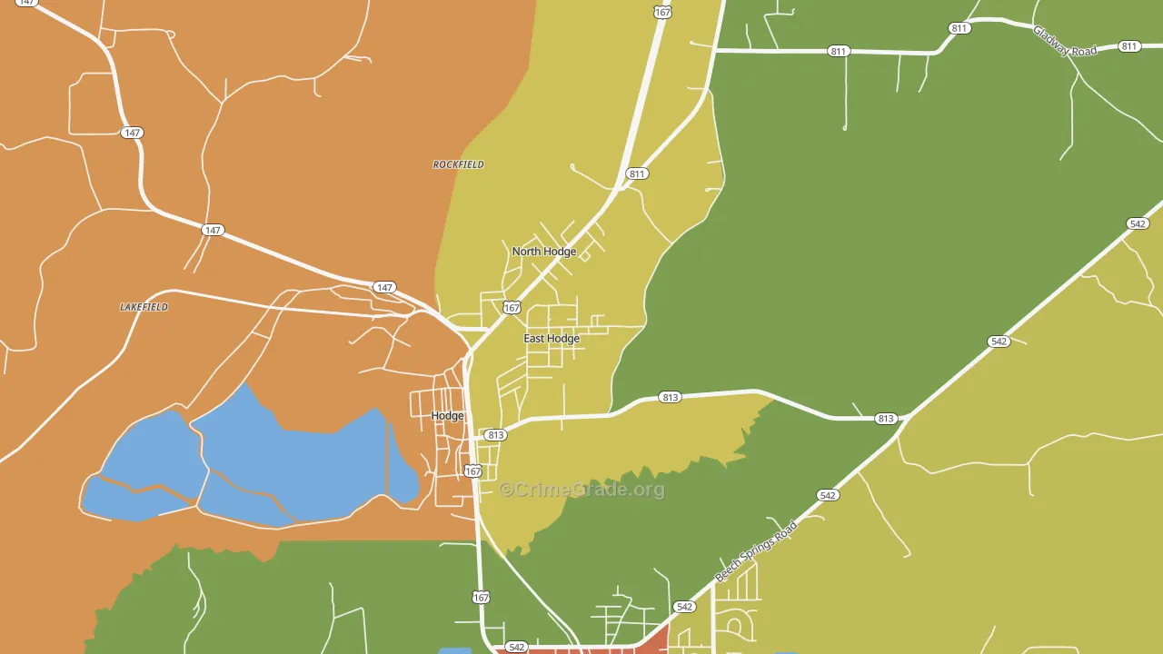 East Hodge, LA Map of Assault Rates
