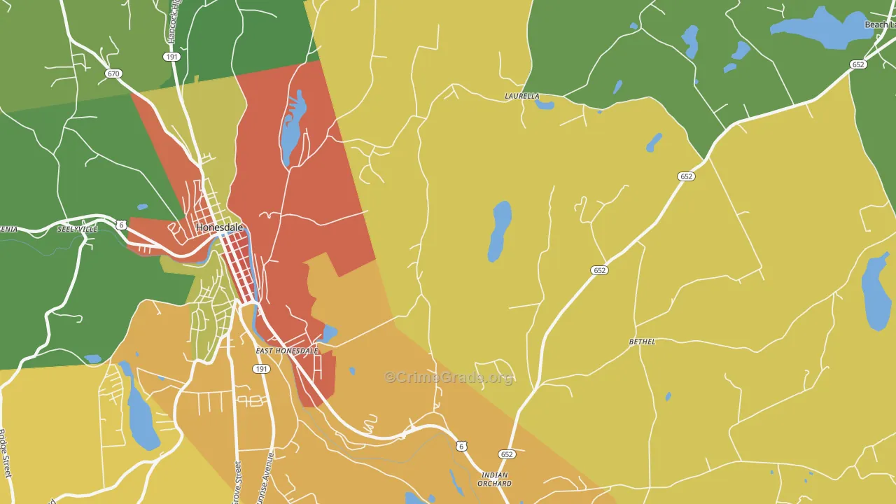 East Honesdale, PA Map of Assault Rates