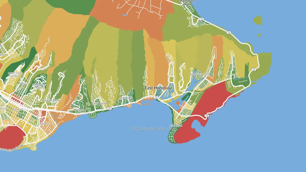 East Honolulu, HI Map of Assault Rates