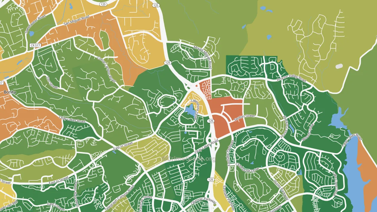 East Lake, Chula Vista, CA Map of Assault Rates