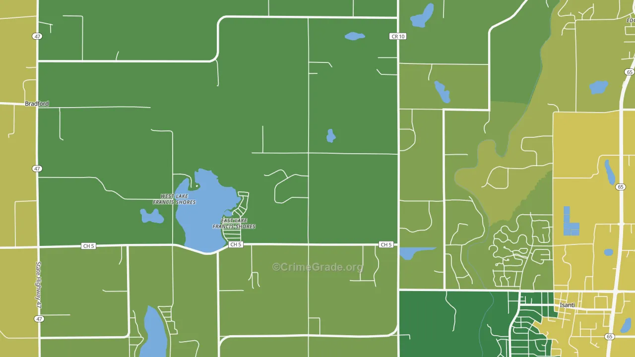 East Lake Francis Shores, MN Map of Assault Rates