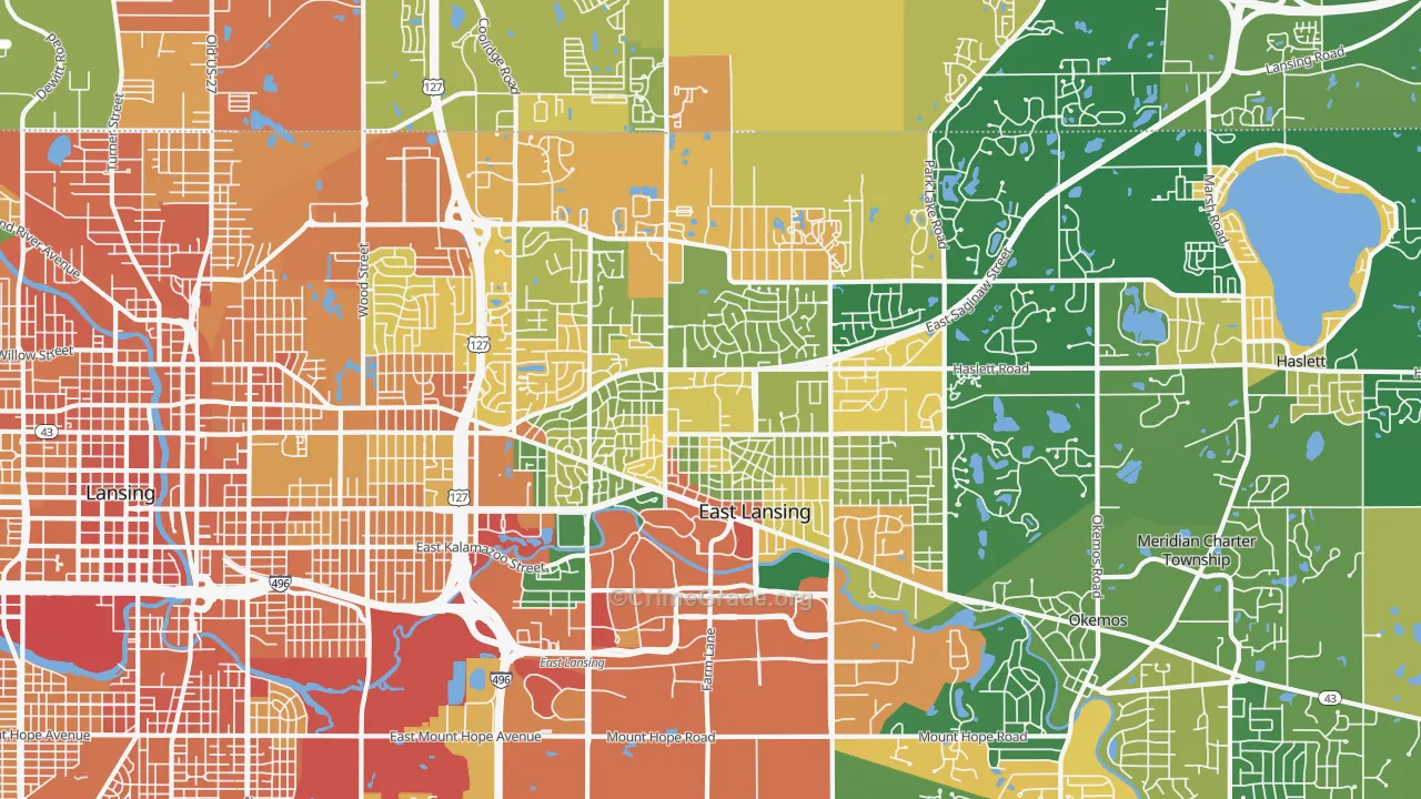 East Lansing, MI Map of Assault Rates