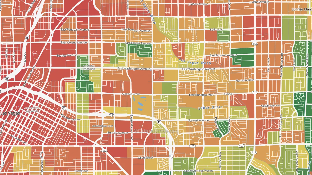 East Las Vegas, Las Vegas, NV Map of Assault Rates