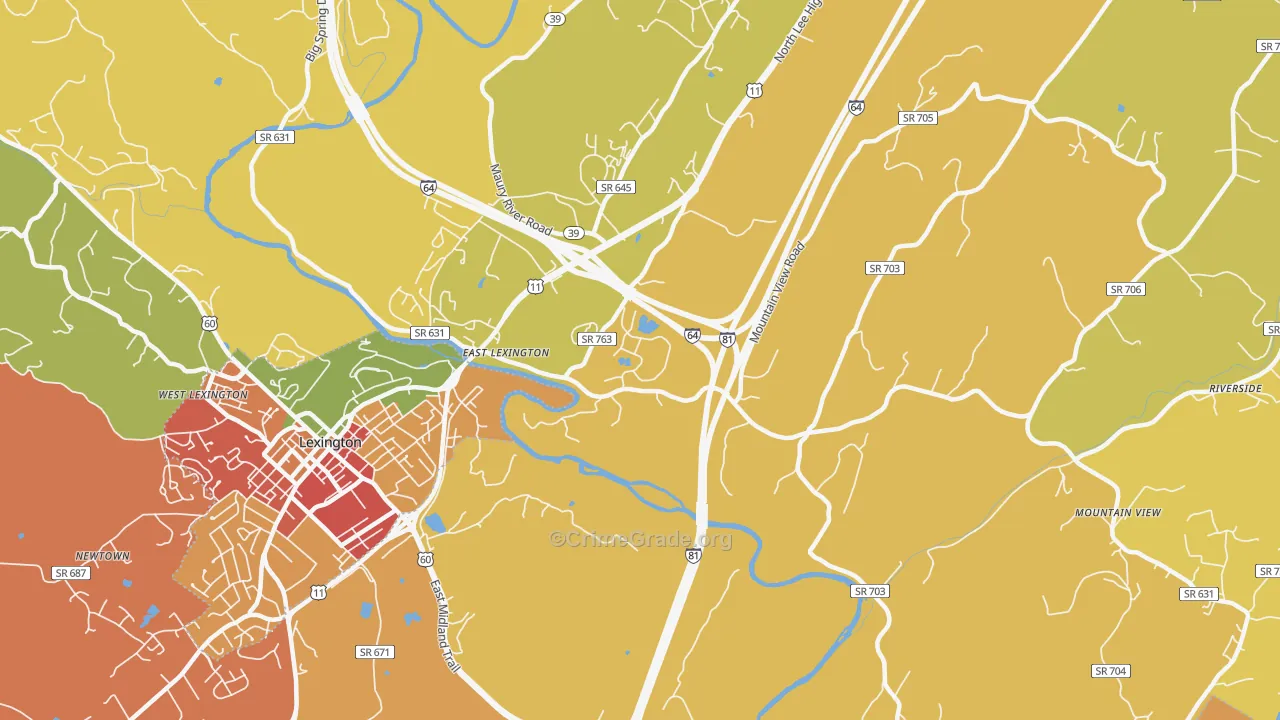East Lexington, VA Map of Assault Rates