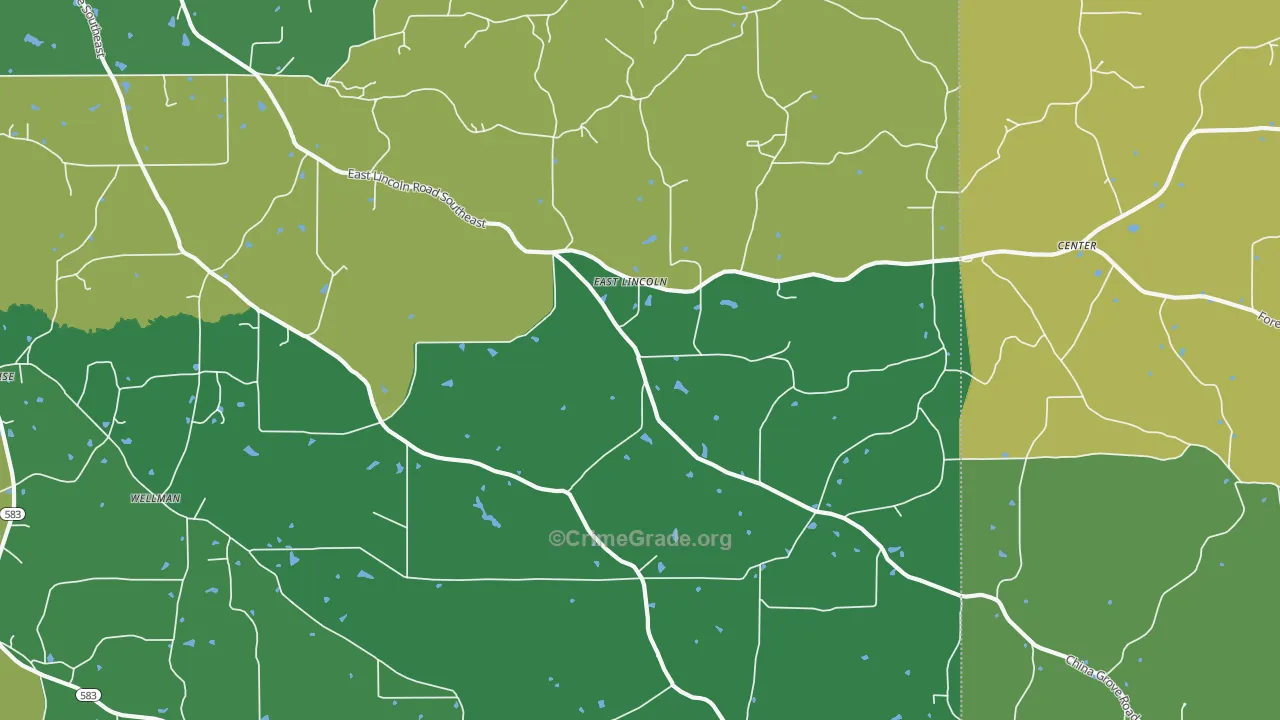 East Lincoln, MS Map of Assault Rates