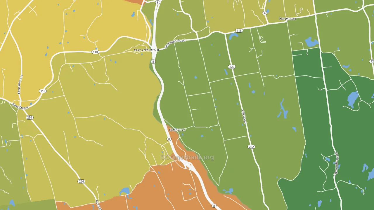 East Litchfield, CT Map of Assault Rates