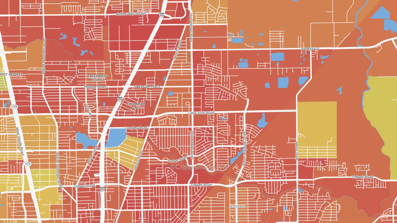 East Little York-Homestead, Houston, TX Map of Assault Rates