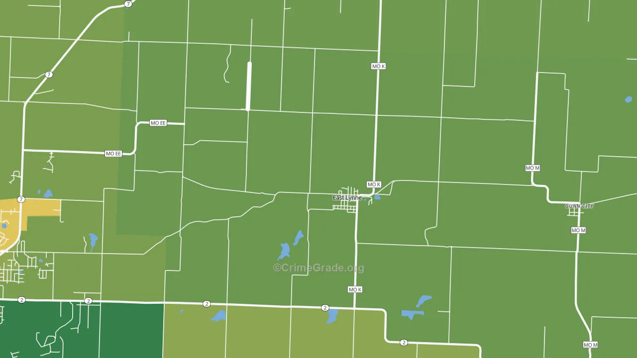 East Lynne, MO Map of Assault Rates