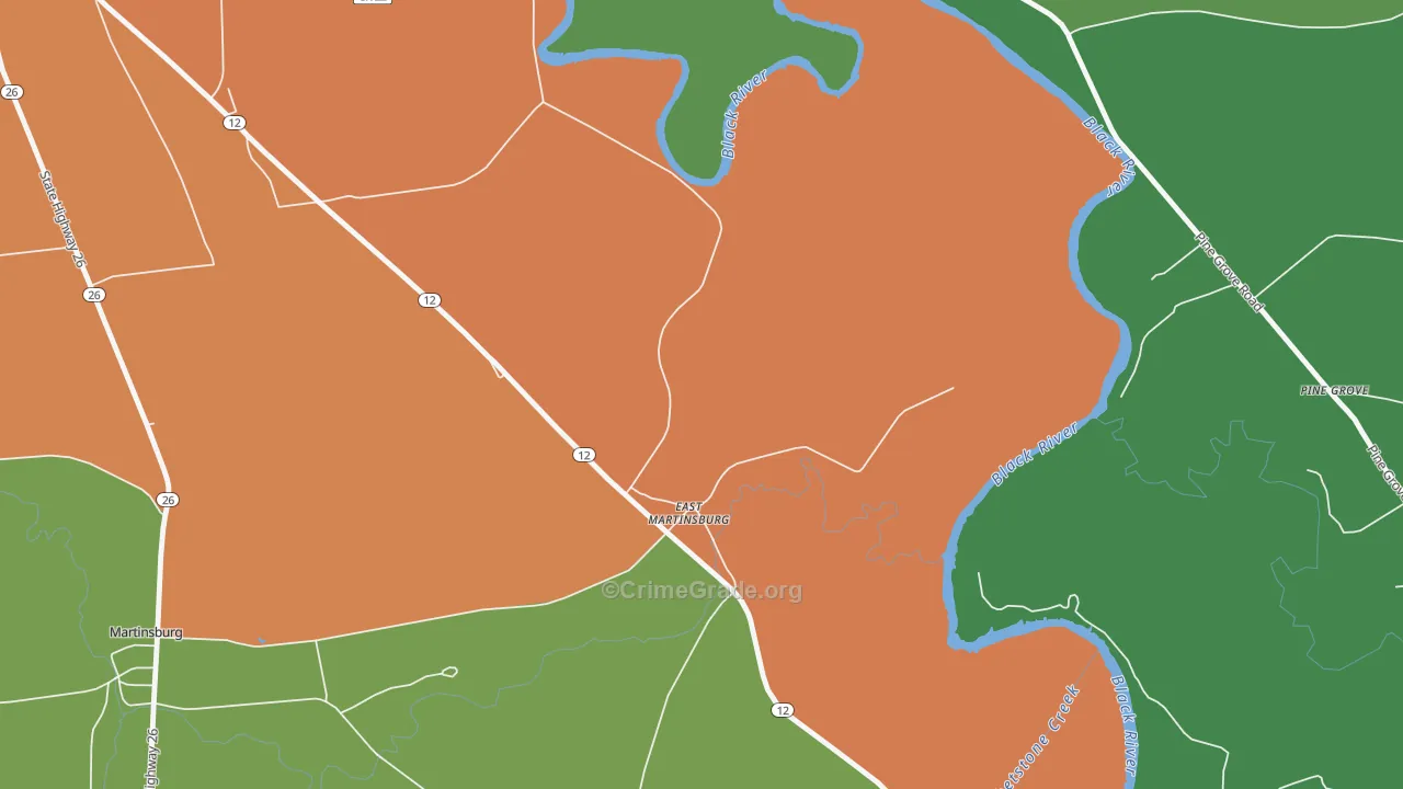 East Martinsburg, NY Map of Assault Rates