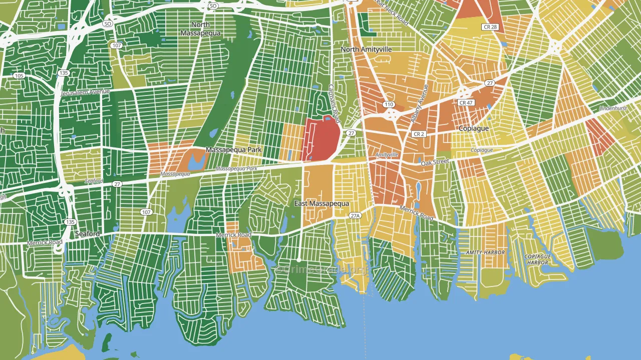 East Massapequa, NY Map of Assault Rates