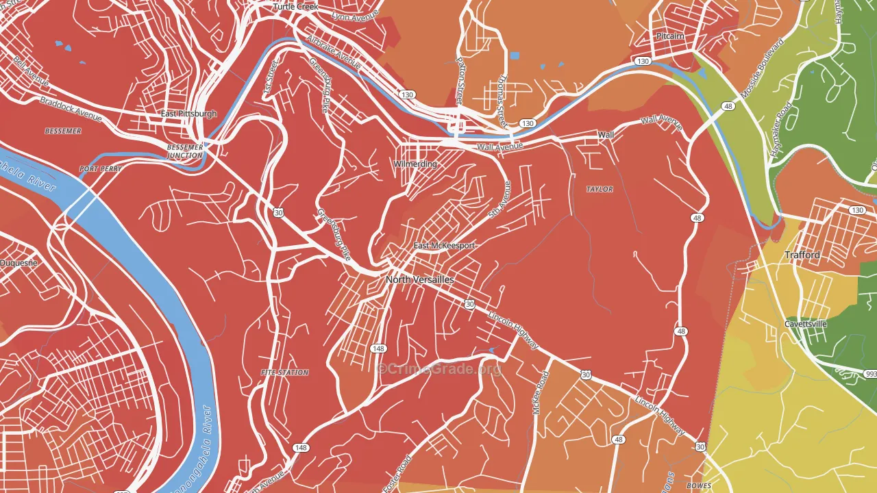 East McKeesport, PA Map of Assault Rates