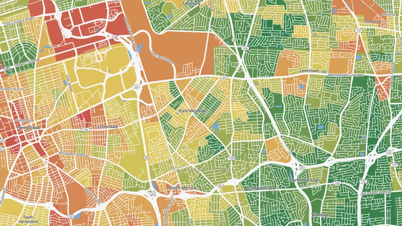 East Meadow, NY Map of Assault Rates