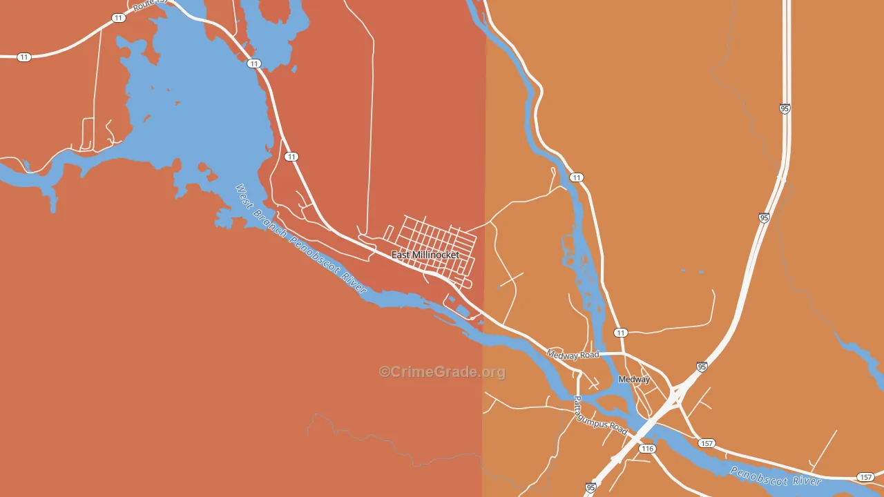 East Millinocket, ME Map of Assault Rates
