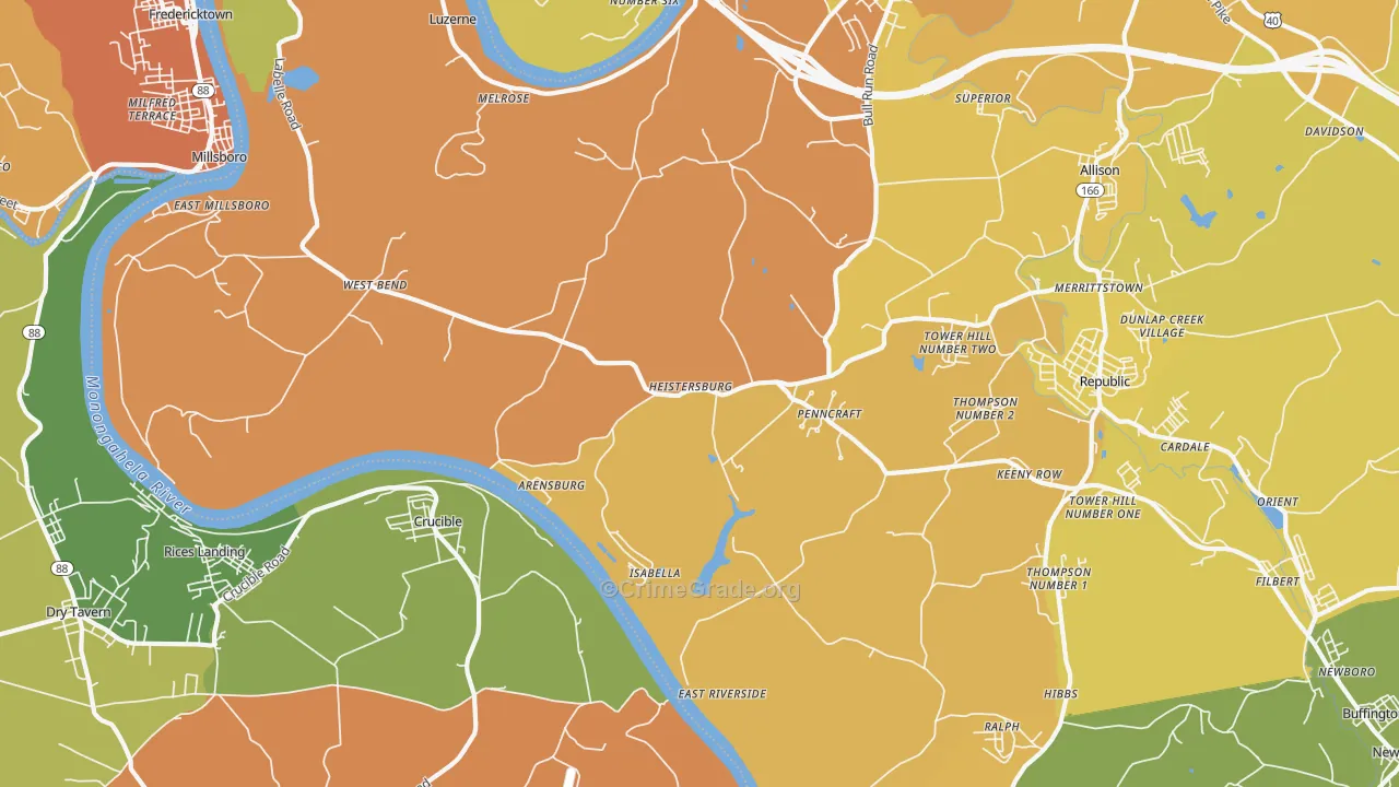 East Millsboro, PA Map of Assault Rates