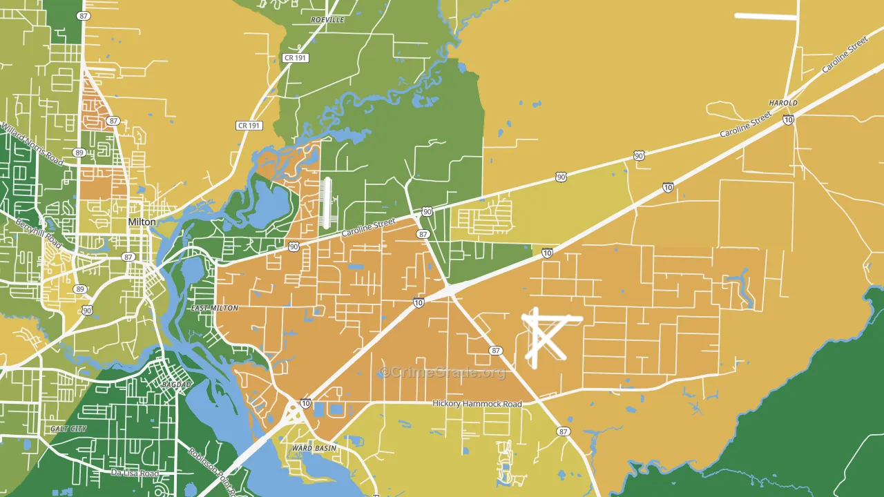 East Milton, FL Map of Assault Rates