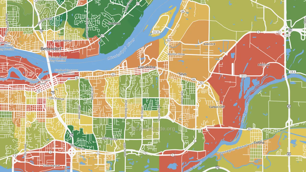 East Moline, IL Map of Assault Rates