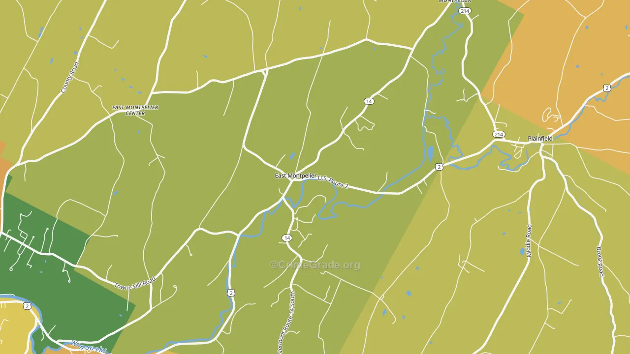 East Montpelier, VT Map of Assault Rates