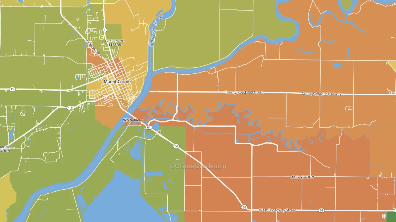 East Mount Carmel, IN Map of Assault Rates
