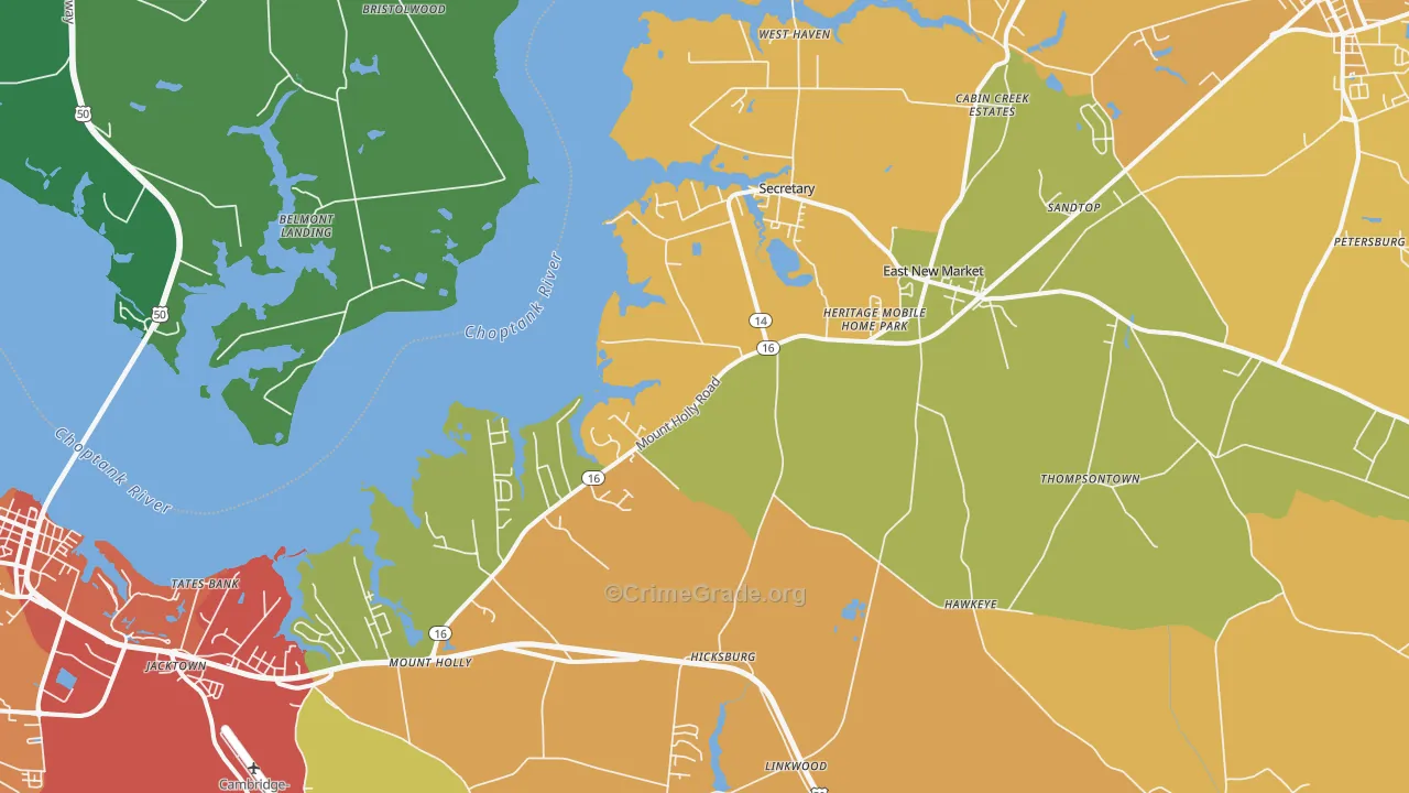 East New Market, MD Map of Assault Rates