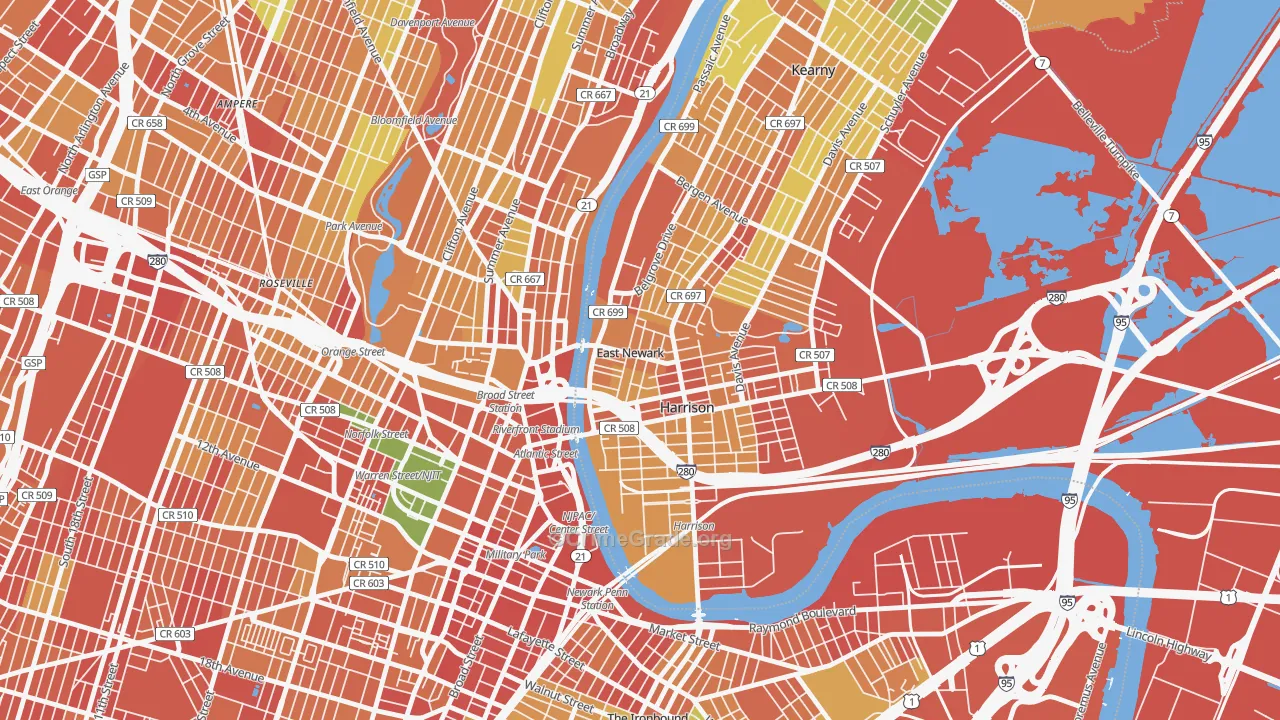 East Newark, NJ Map of Assault Rates