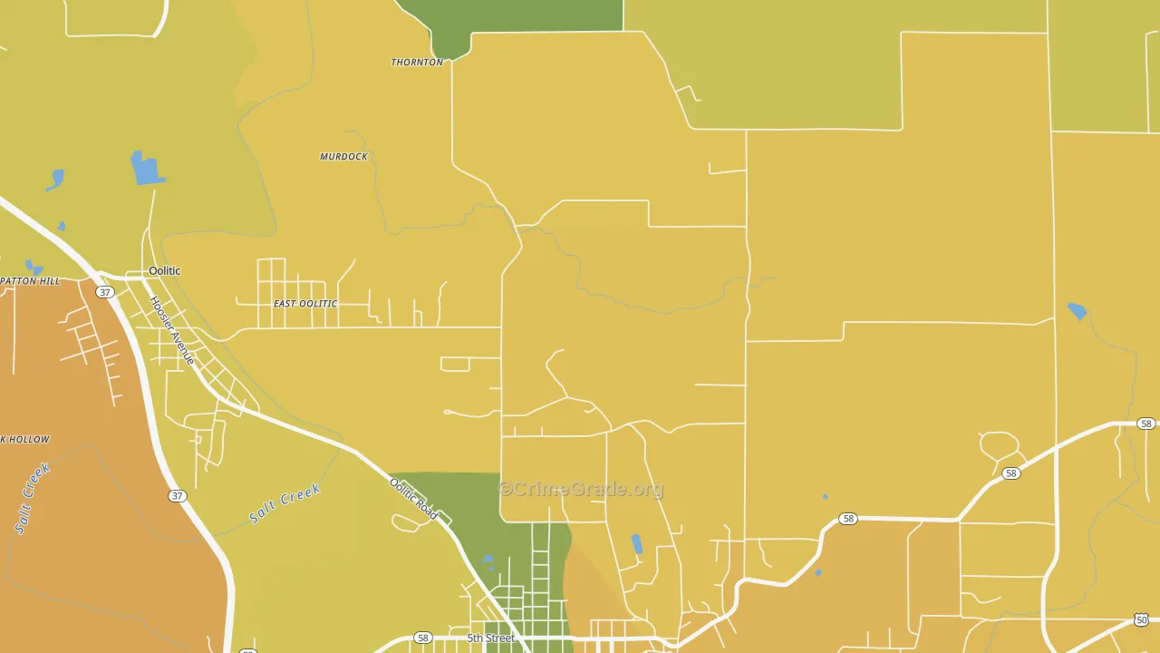East Oolitic, IN Map of Assault Rates