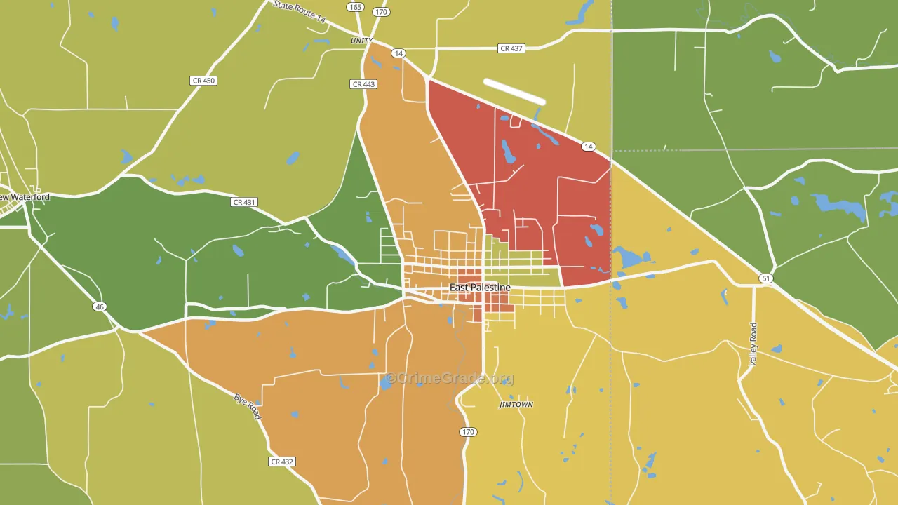 East Palestine, OH Map of Assault Rates