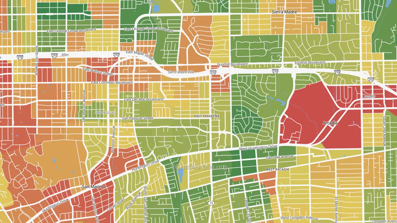 East Pasadena, CA Map of Assault Rates
