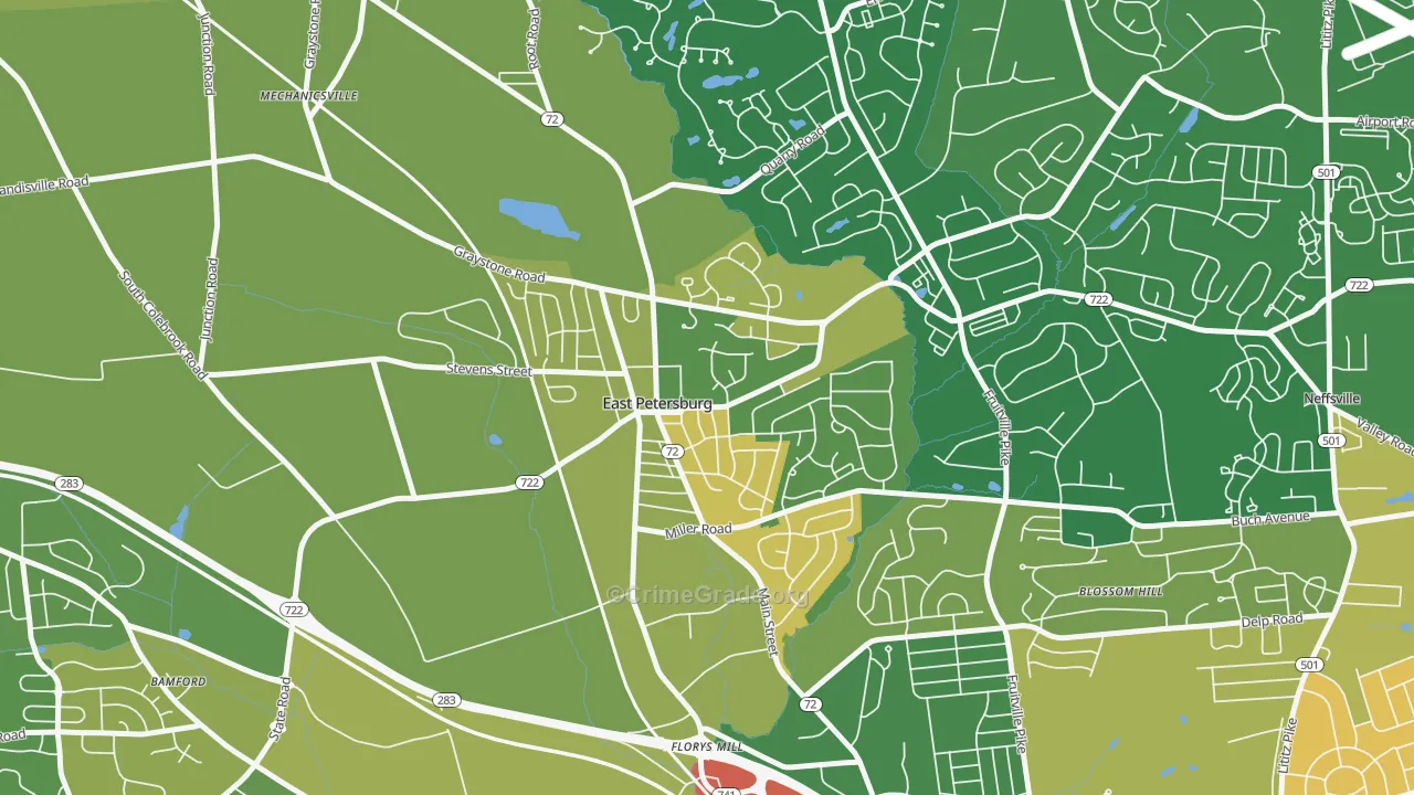 East Petersburg, PA Map of Assault Rates