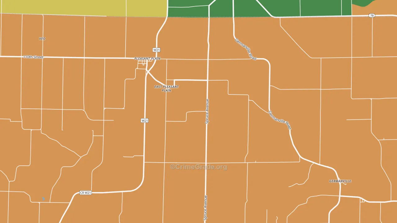 East Pleasant Plain, IA Map of Assault Rates