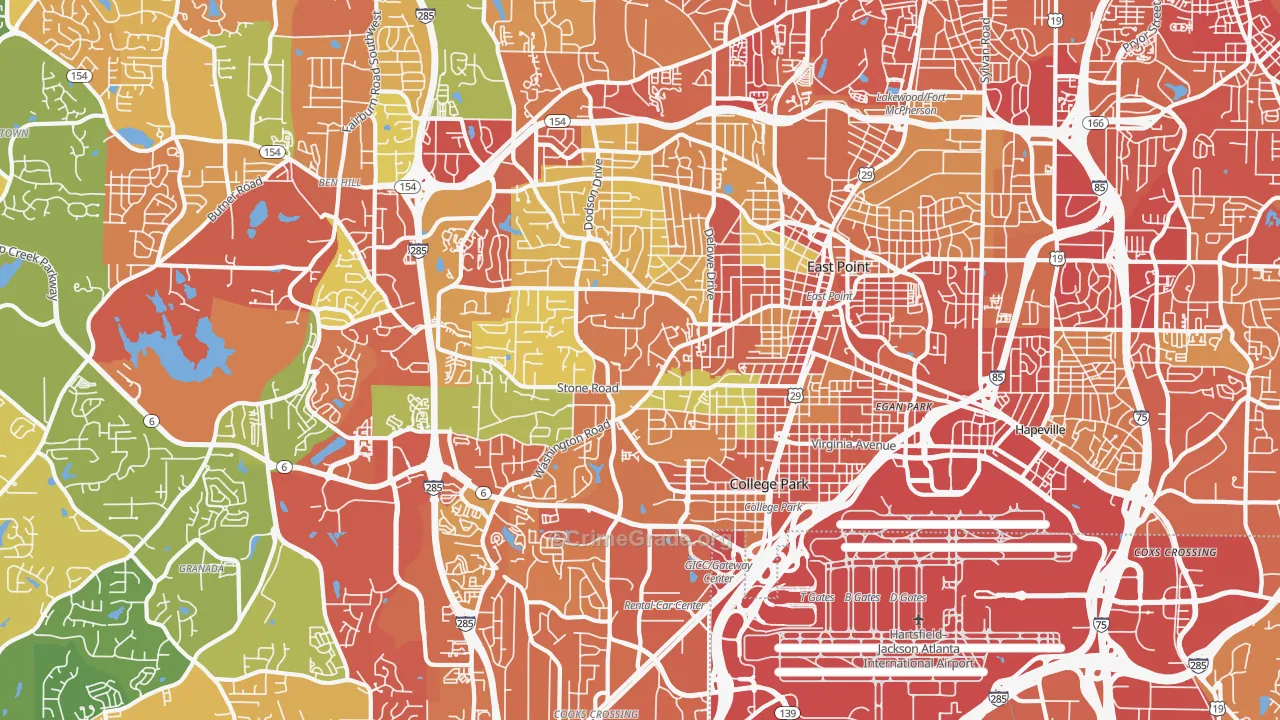 East Point, GA Map of Assault Rates