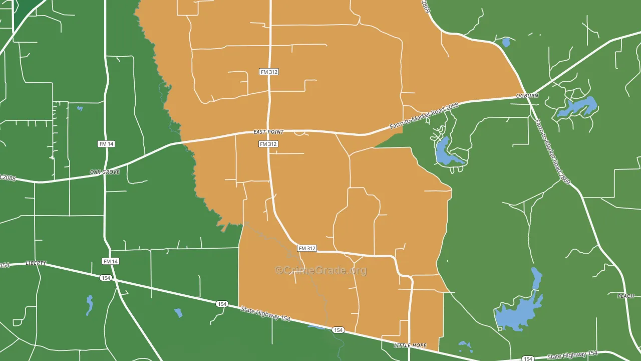 East Point, TX Map of Assault Rates