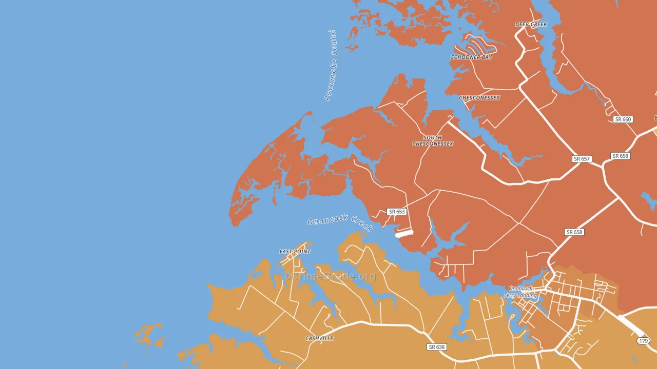 East Point, VA Map of Assault Rates