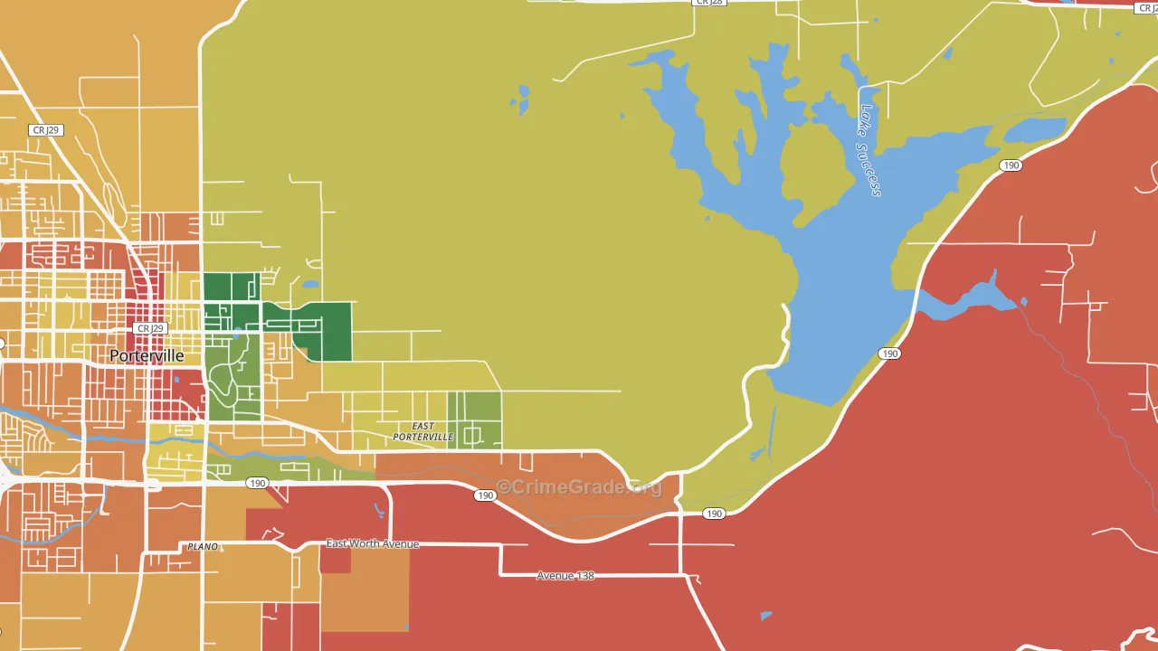 East Porterville, CA Map of Assault Rates