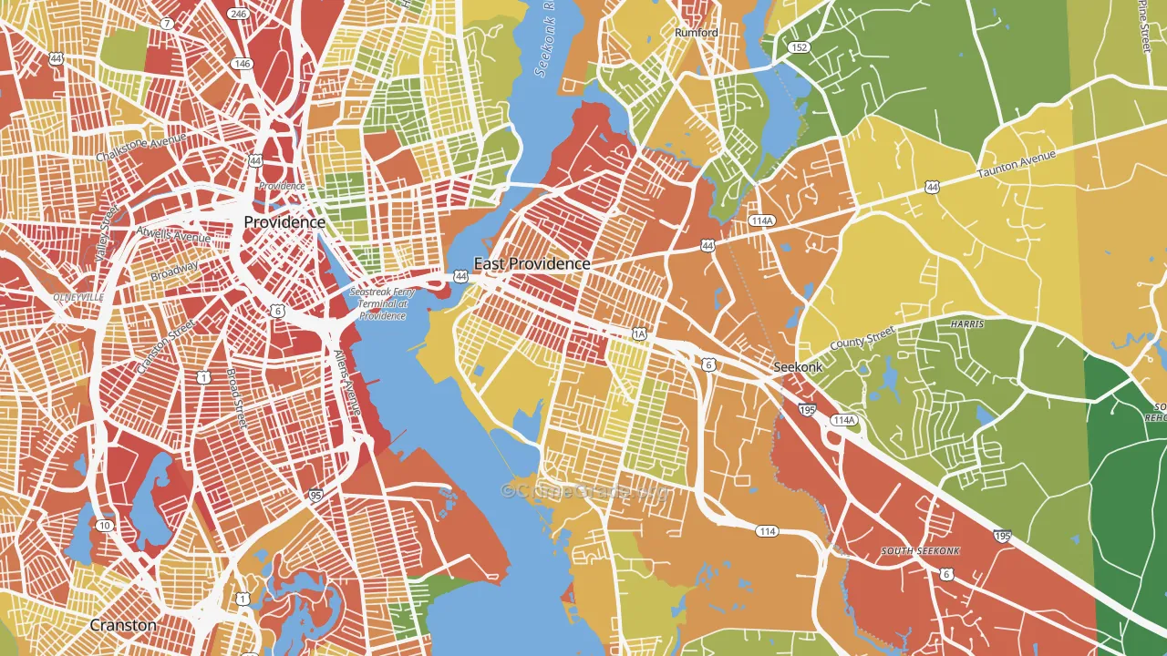 East Providence, RI Map of Assault Rates
