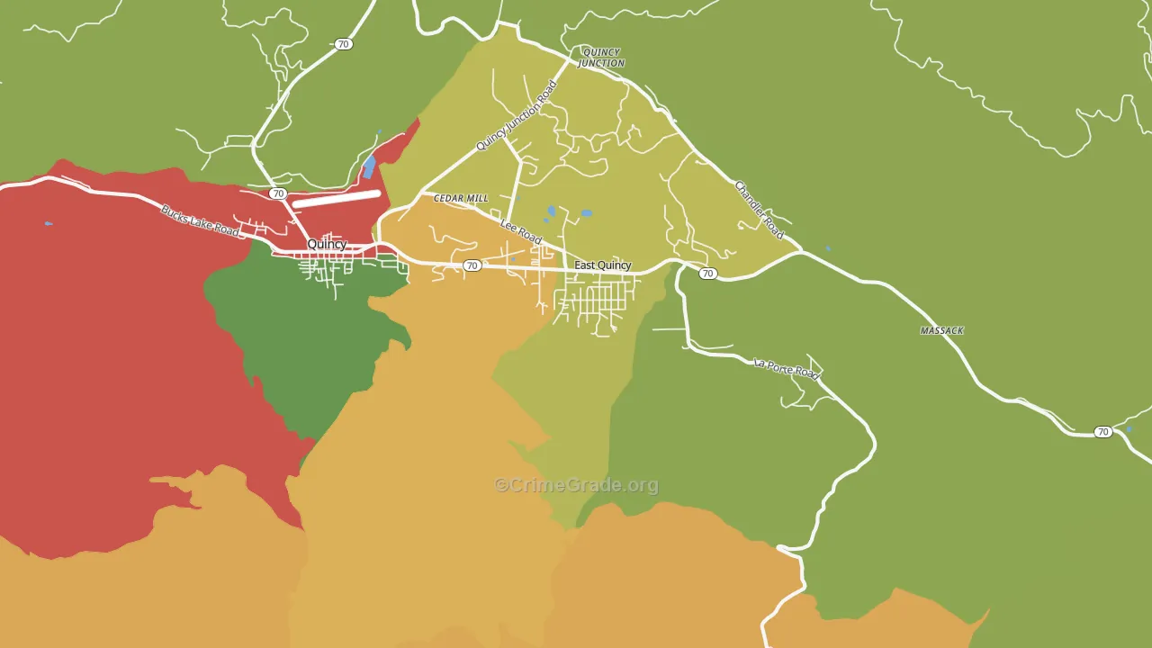East Quincy, CA Map of Assault Rates